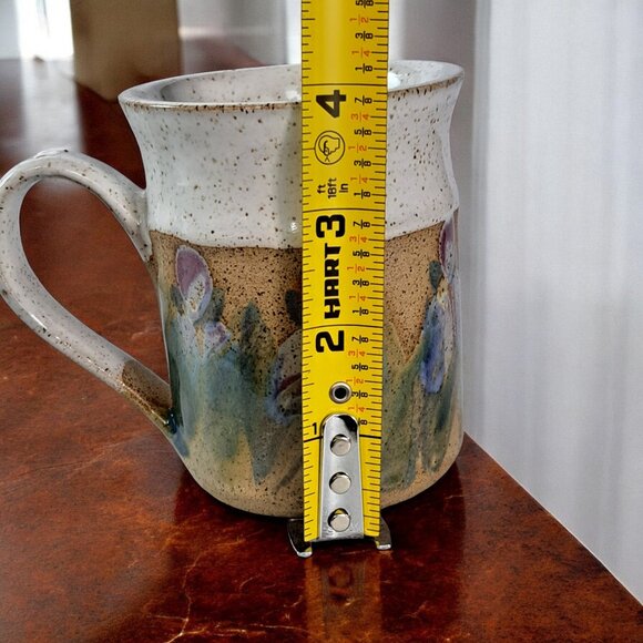 Beautiful Pottery mug 4" tall marked on bottom MKS floral unique - Picture 7 of 7